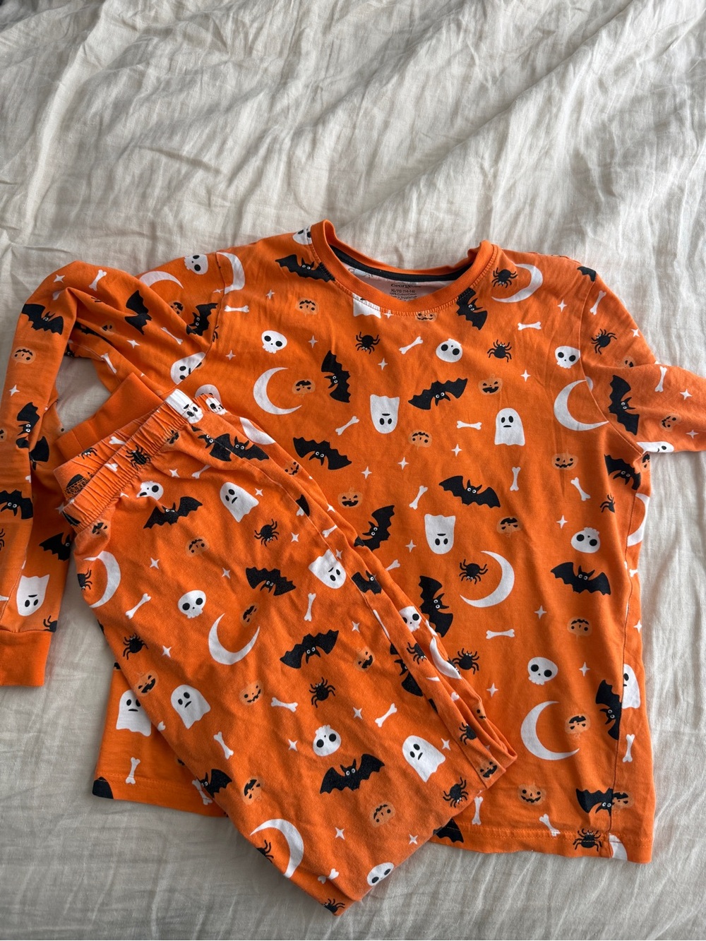 George Orange Halloween Print Kids Pajama Set